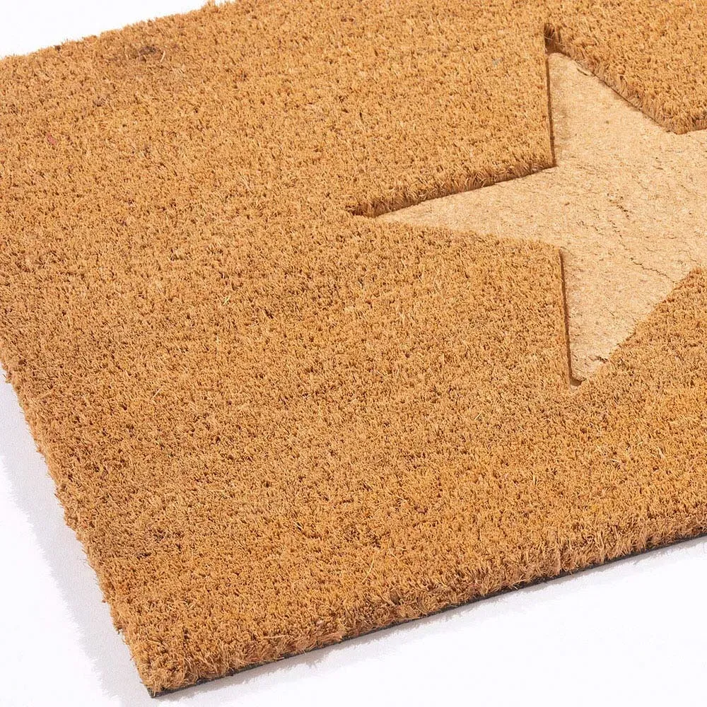 Astley Star Embossed Door Mat - Brown, Coir
