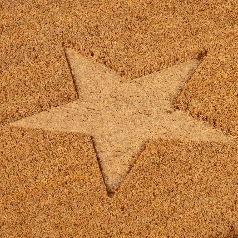 Astley Star Embossed Door Mat - Brown, Coir