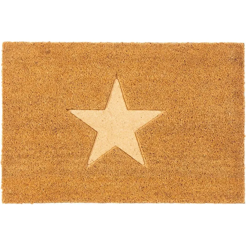 Astley Star Embossed Door Mat - Brown, Coir