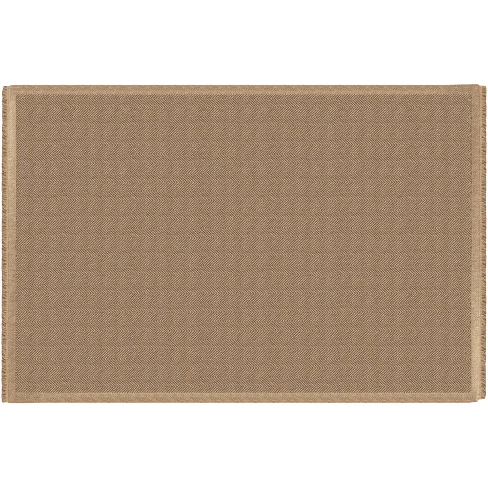 Jute Effect Herringbone Rug - Brown, Polypropylene image