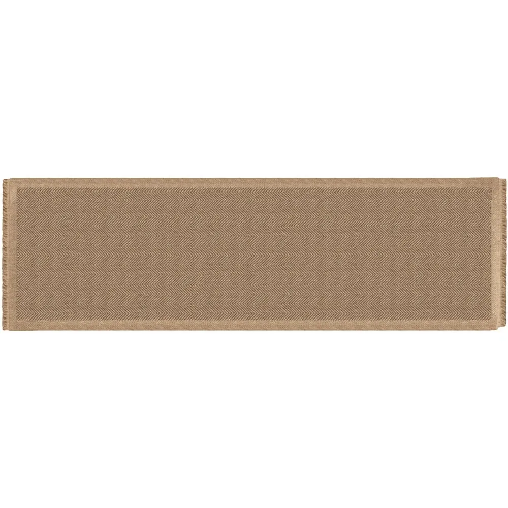 Jute Effect Herringbone Runner - Brown, Polypropylene image