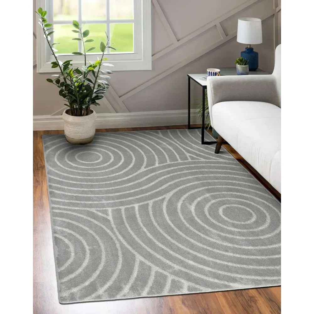 Rhythm Sculpt Rug - Grey, Polypropylene
