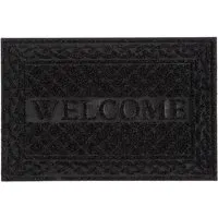 Romiley Welcome Rubber Crumb Scraper Doormat - Black