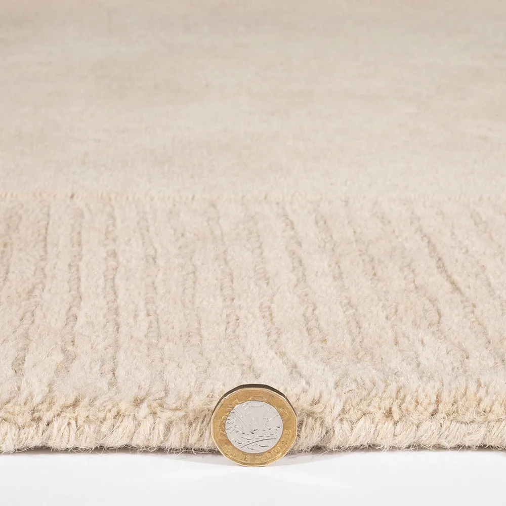 Esme Hand-Carved Rug - Cream, Wool
