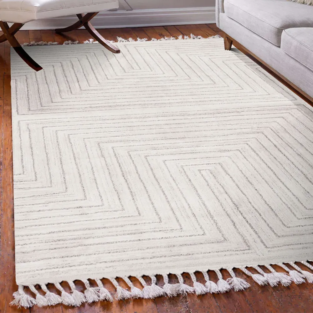 Arctic Maze Rug - Natural Grey, Polypropylene