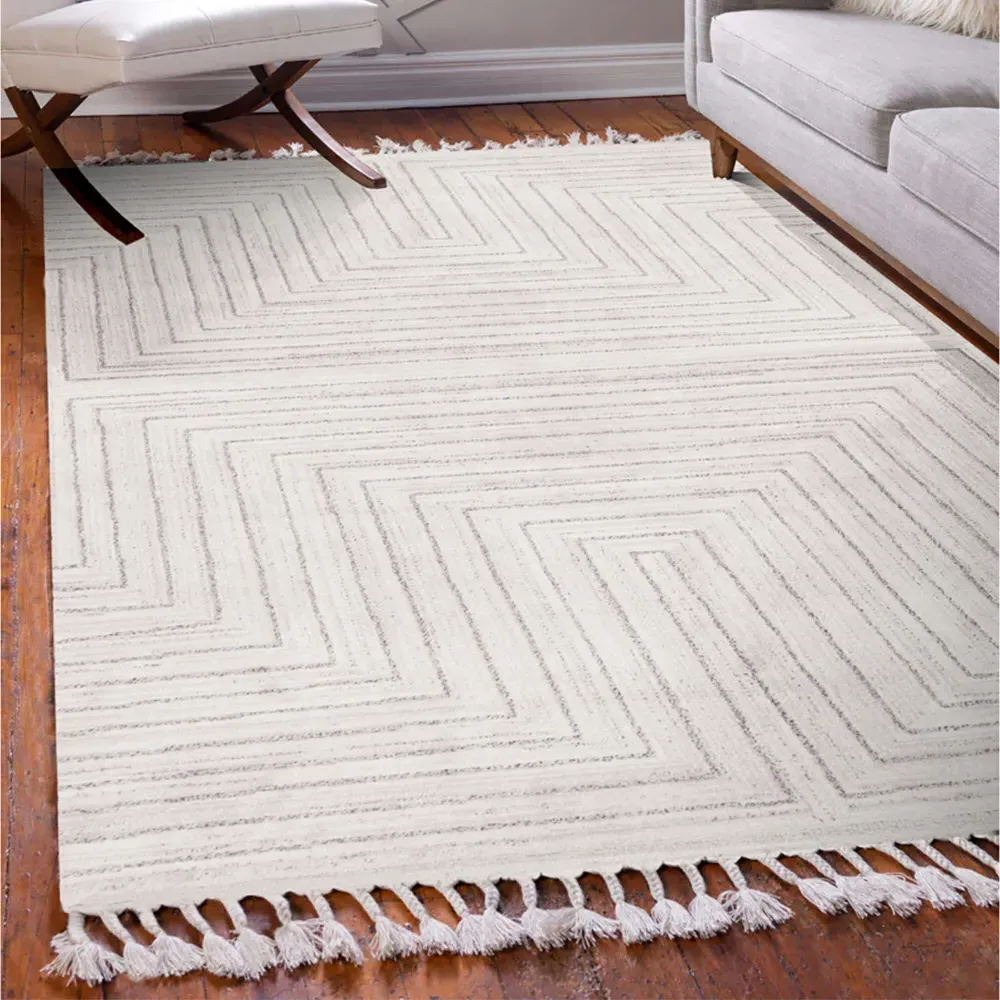 Arctic Maze Rug - Natural Grey, Polypropylene