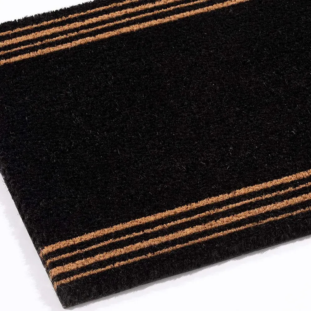 Astley Striped Coir Doormat - Black