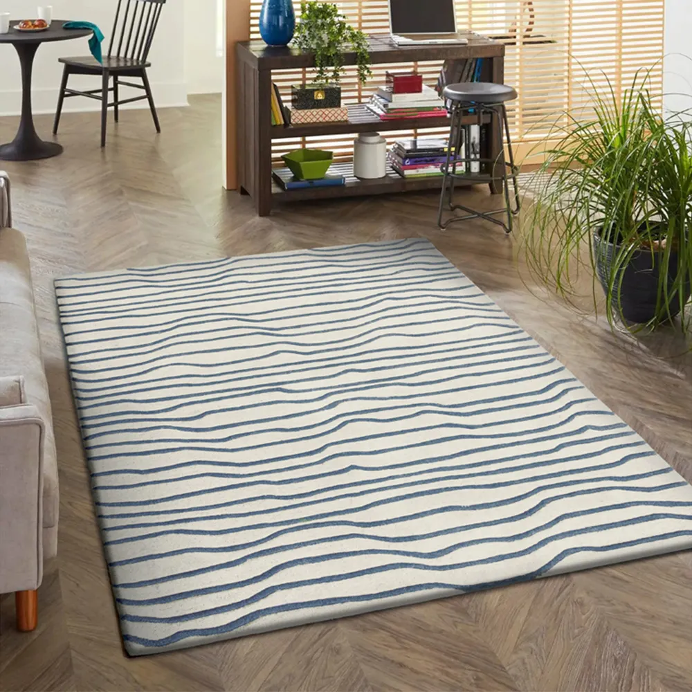 Aura Dune Medium Area Rug - Blue, Wool