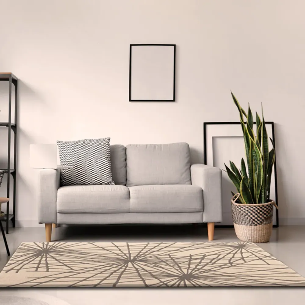 Aura Starburst Medium Area Rug - Natural, Wool