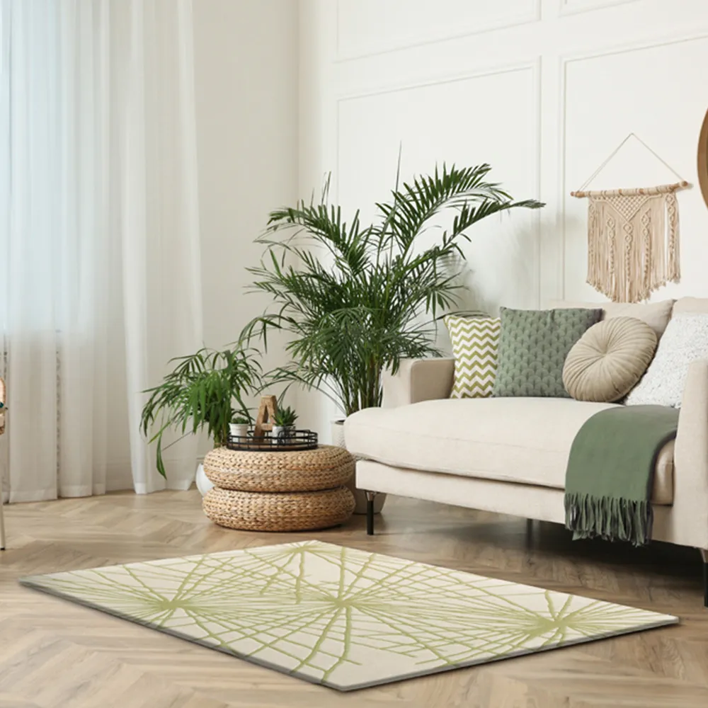Aura Starburst Rug - Natural, Sage Green