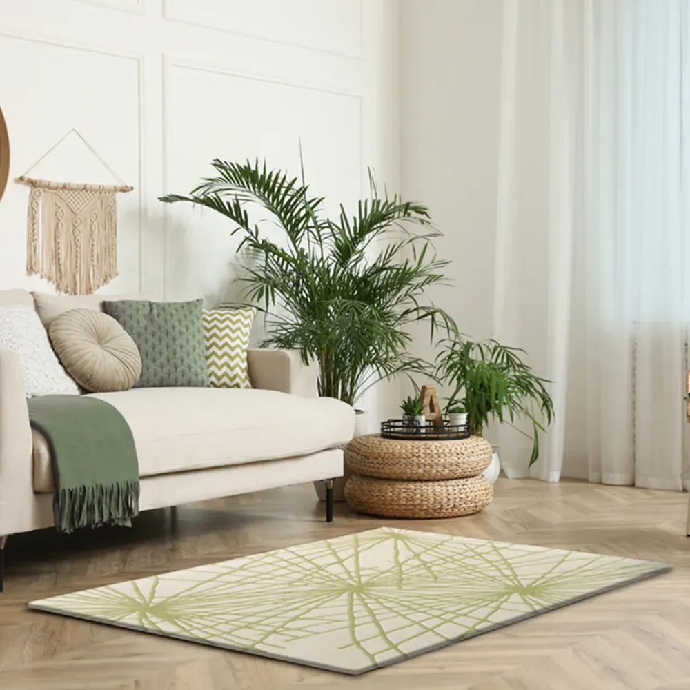 Aura Starburst Rug - Natural, Sage Green