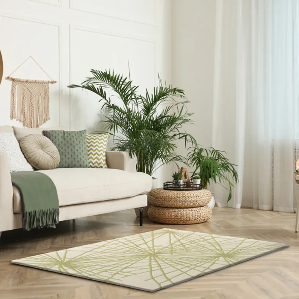 Aura Starburst Rug - Natural, Sage Green