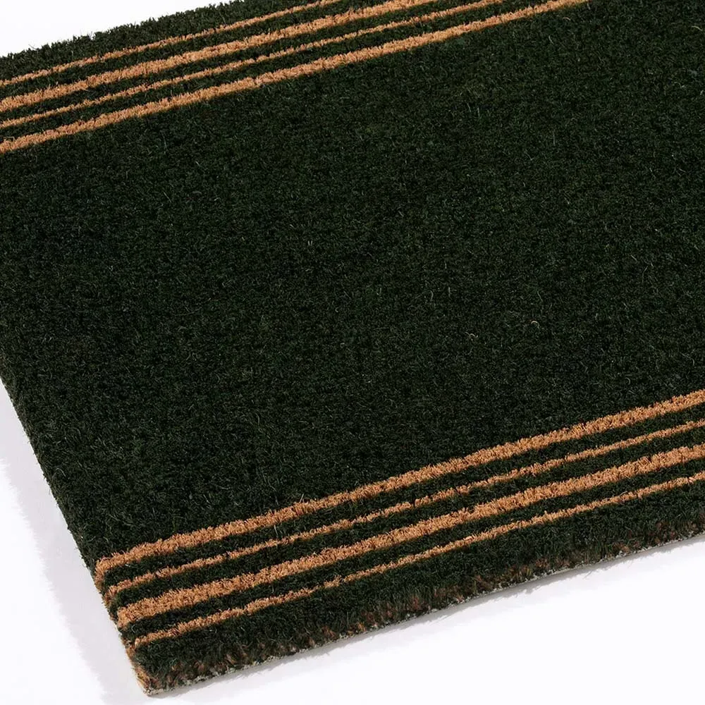 Forest Green Stripes Coir Doormat - Green