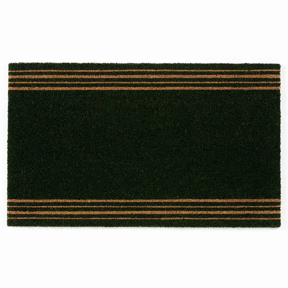 Forest Green Stripes Coir Doormat - Green image
