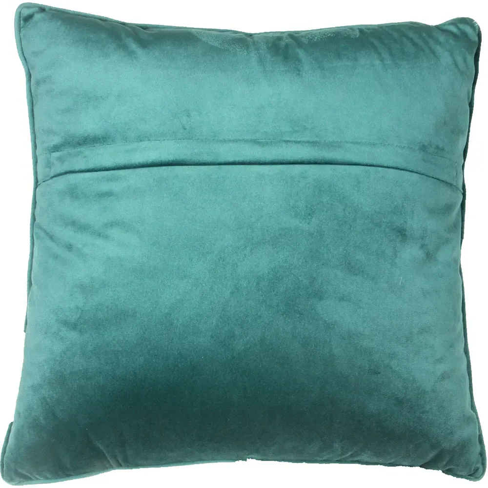 Hyde Square Velvet Cushion with Piped Edge - Teal