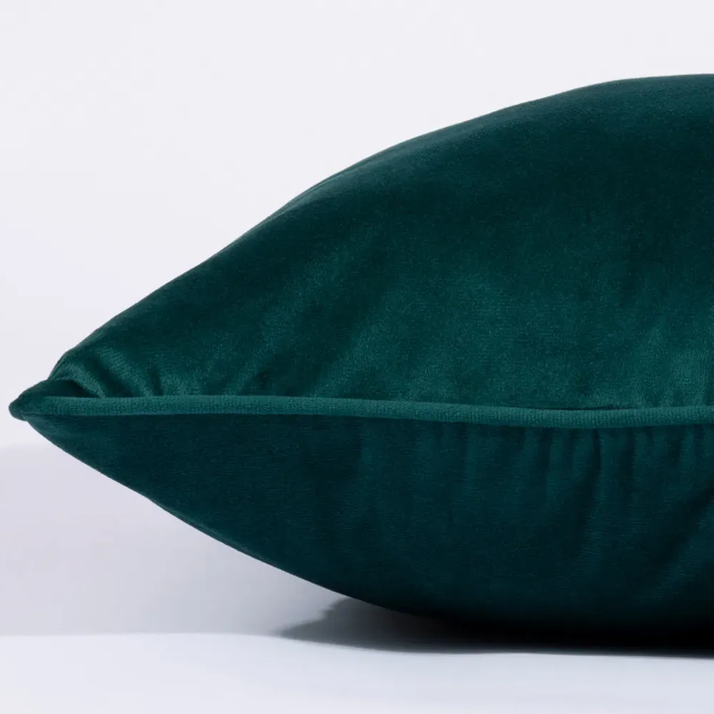 Hyde Square Velvet Cushion with Piped Edge - Teal