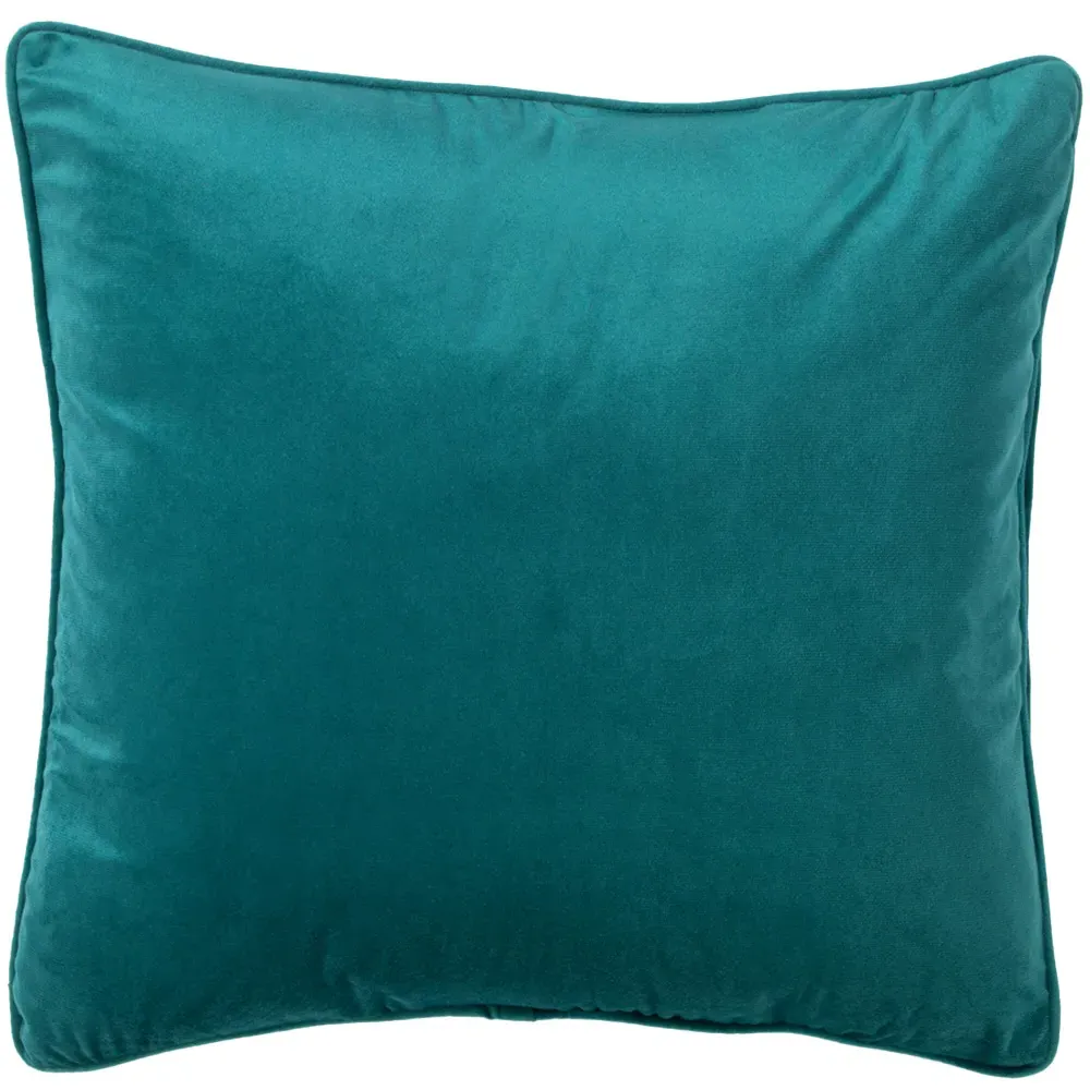 Hyde Square Velvet Cushion with Piped Edge - Teal
