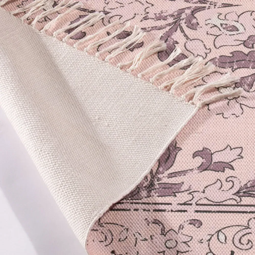 Kew Antique Print Rug with Tassel - Cream