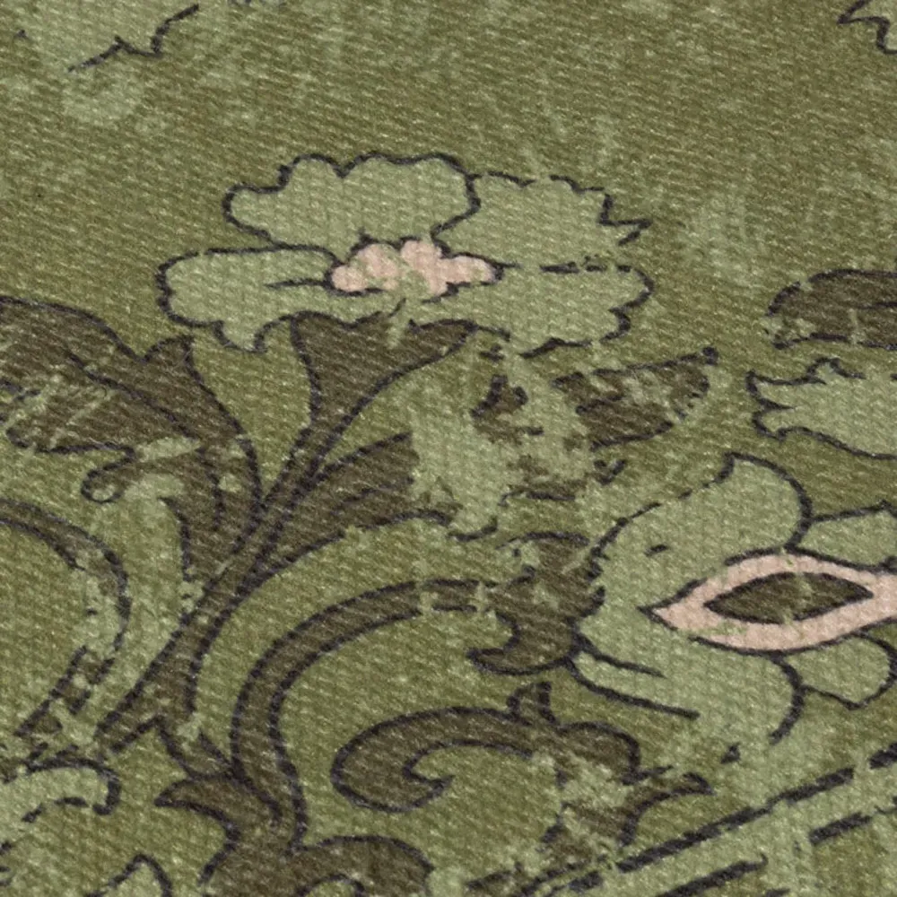 Kew Antique Print Rug with Tassel - Green