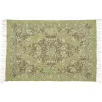 Kew Antique Print Rug with Tassel - Green