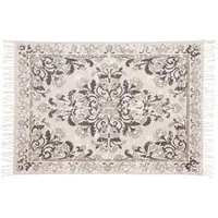 Kew Antique Print Rug with Tassel - Grey
