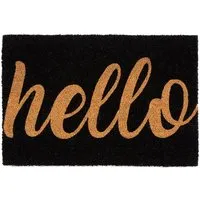 Natural Hello Coir Doormat - Brown
