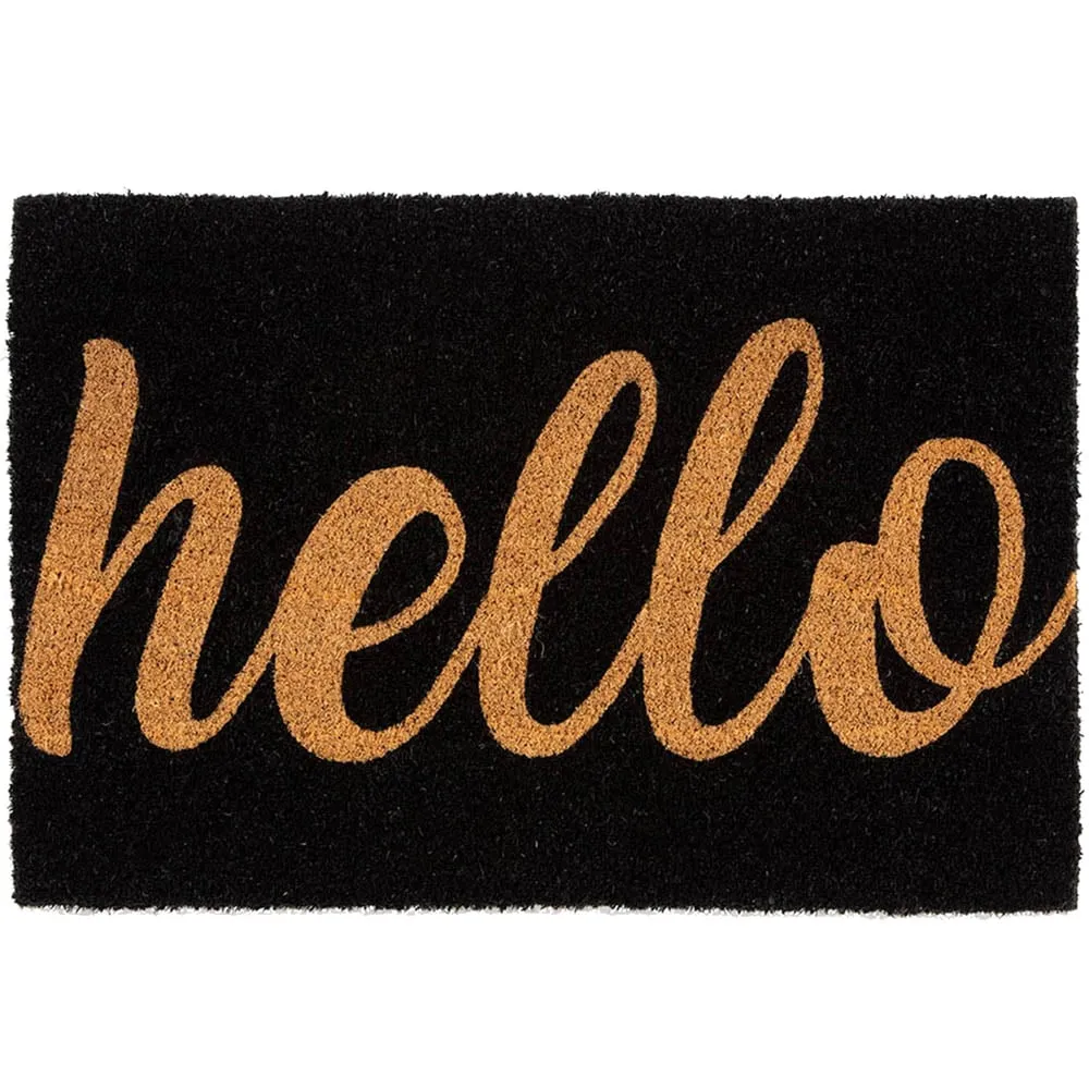 Natural Hello Coir Doormat - Brown image