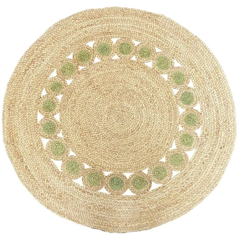 Prestwich Round Braided Rug - Olive, Jute