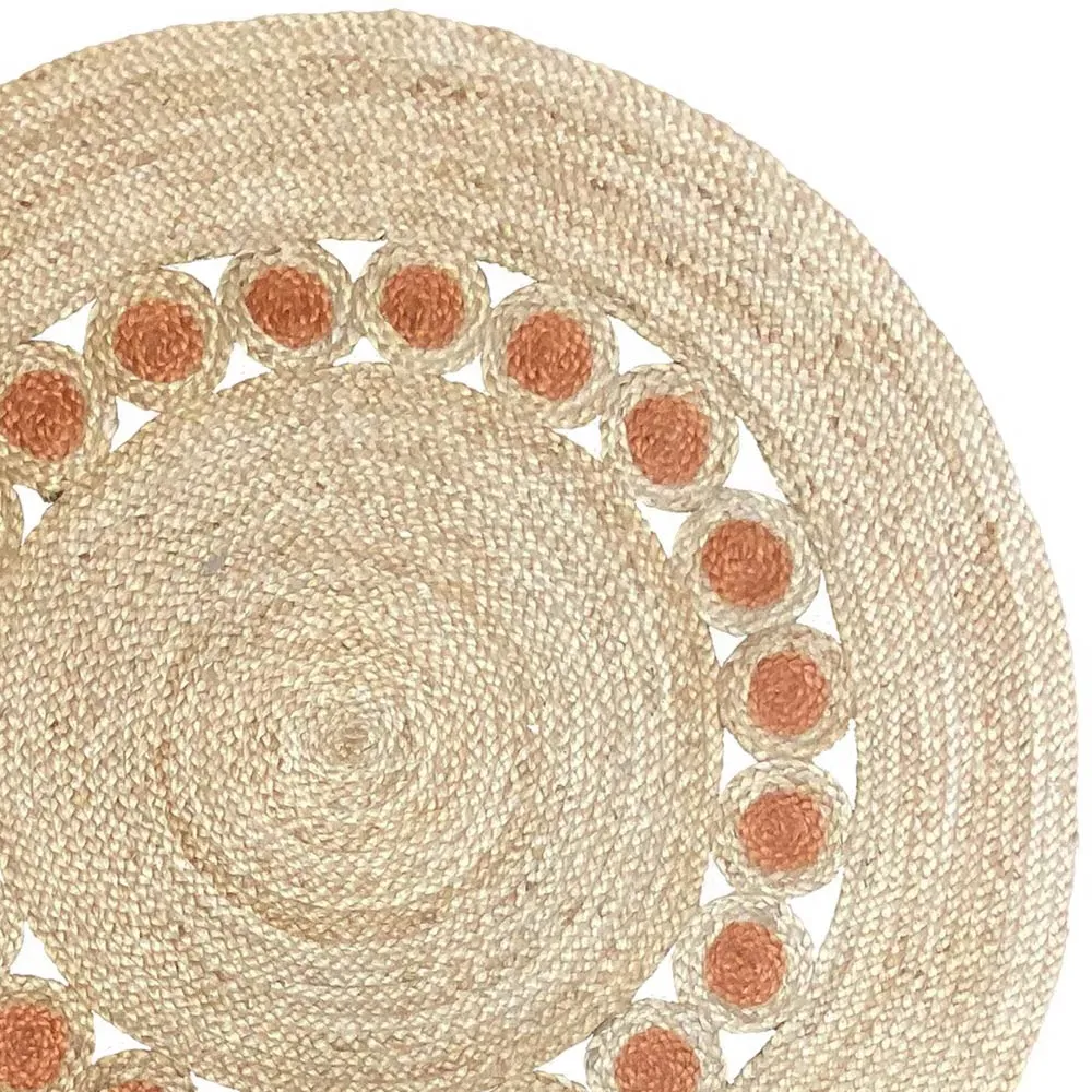 Prestwich Round Braided Rug - Orange, Jute