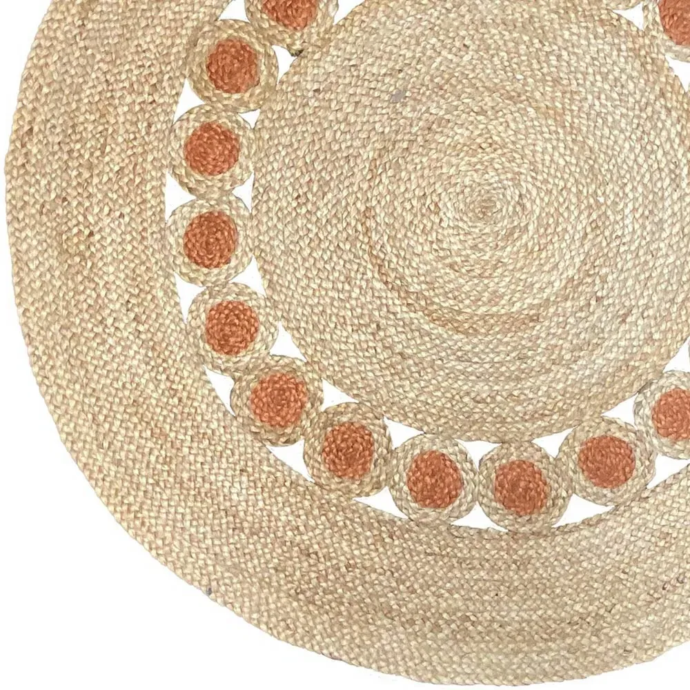 Prestwich Round Braided Rug - Orange, Jute