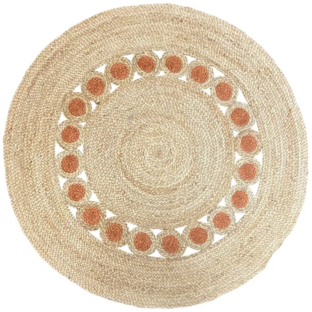 Prestwich Round Braided Rug - Orange, Jute image