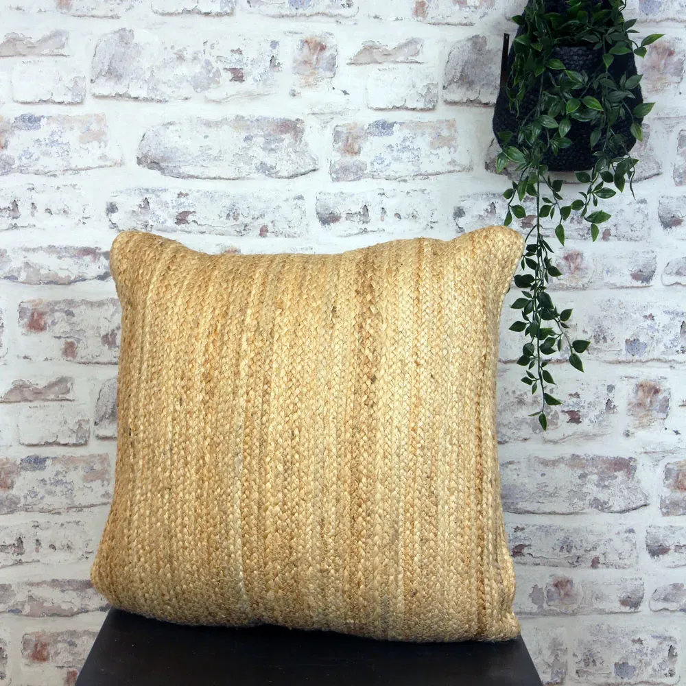 Sherwood Square Cushion with Cotton Back - Cream, Jute