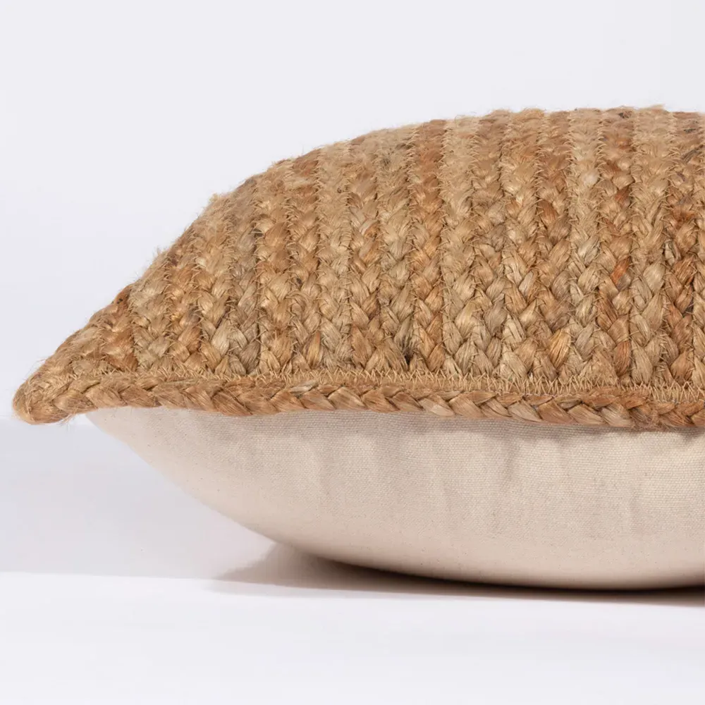 Sherwood Square Cushion with Cotton Back - Cream, Jute