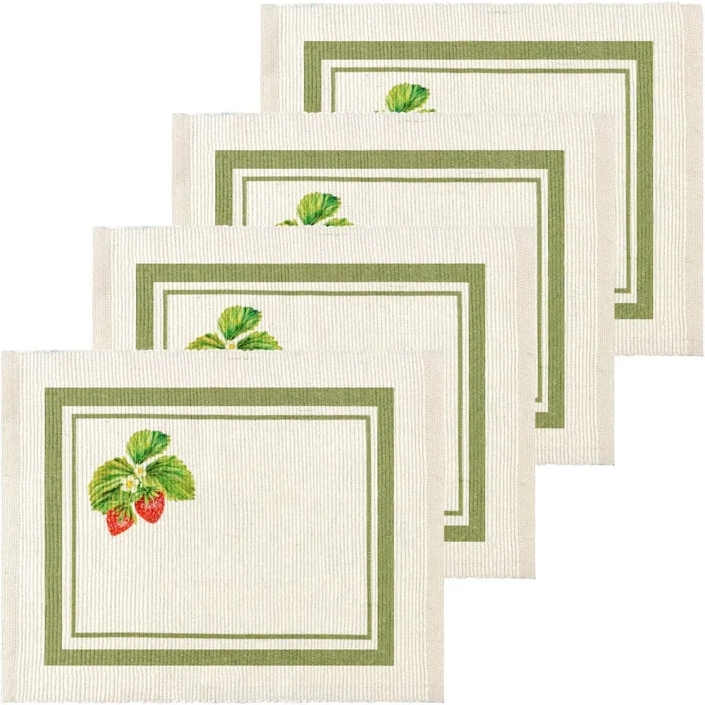 4 Pack Strawberry Placemat Set - Green image