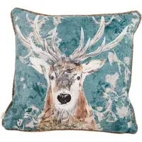 Avebury Stag Cushion - Petrol