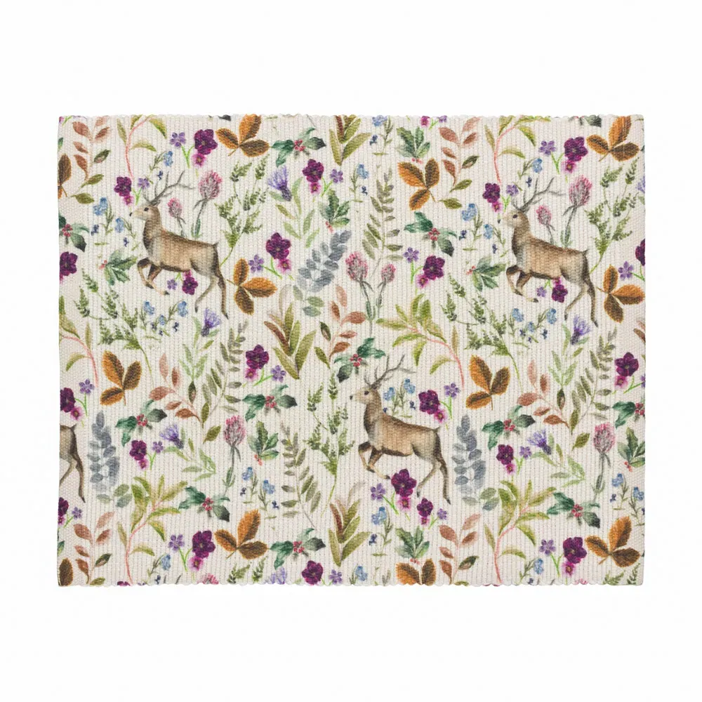Berry Reindeer 4 Pack Placemat Set - Purple, Polyester