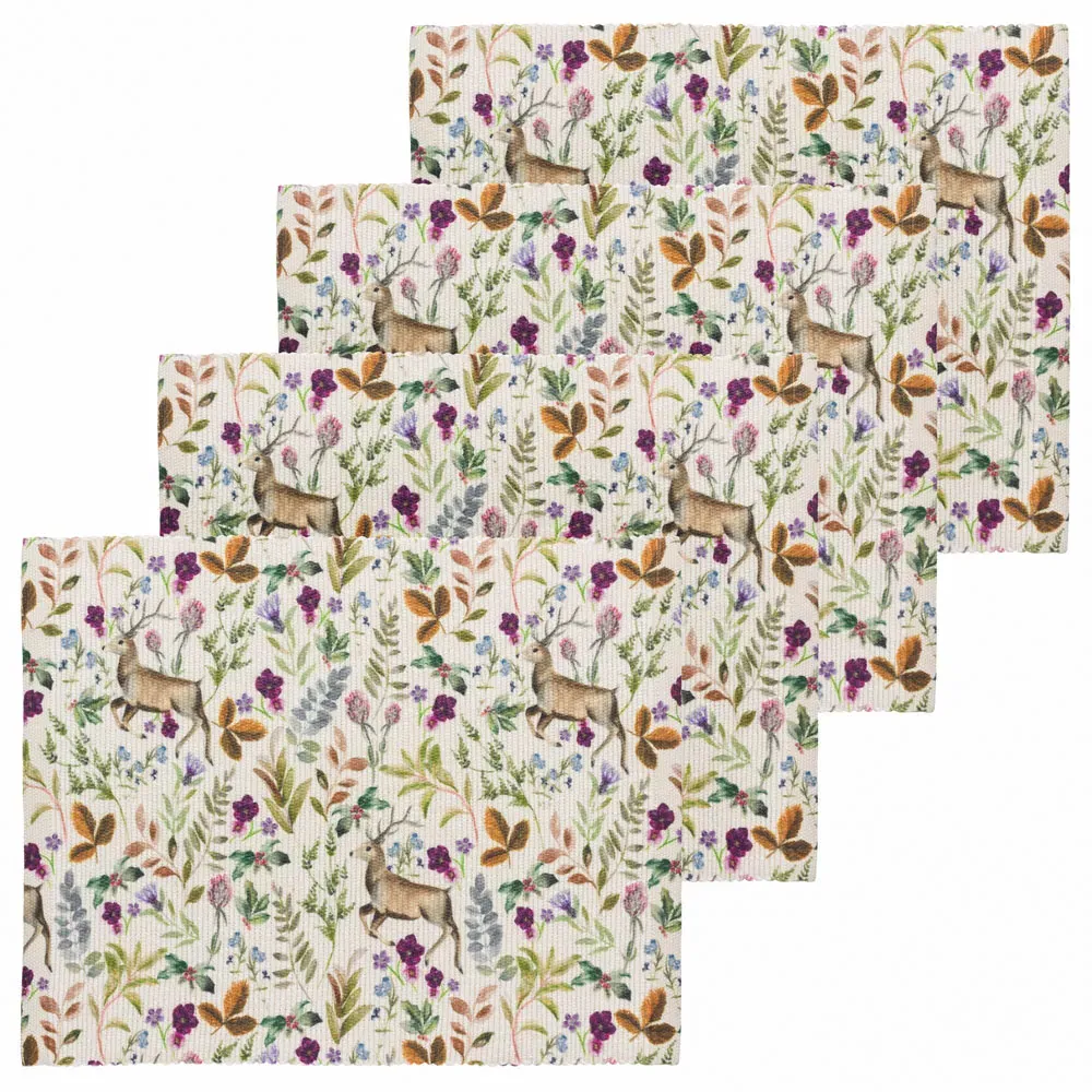Berry Reindeer 4 Pack Placemat Set - Purple, Polyester image