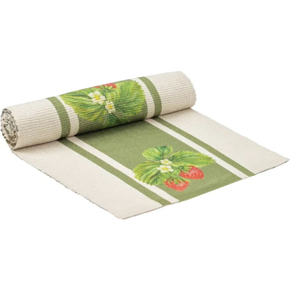 Strawberry Table Runner 230cm - Sage Green