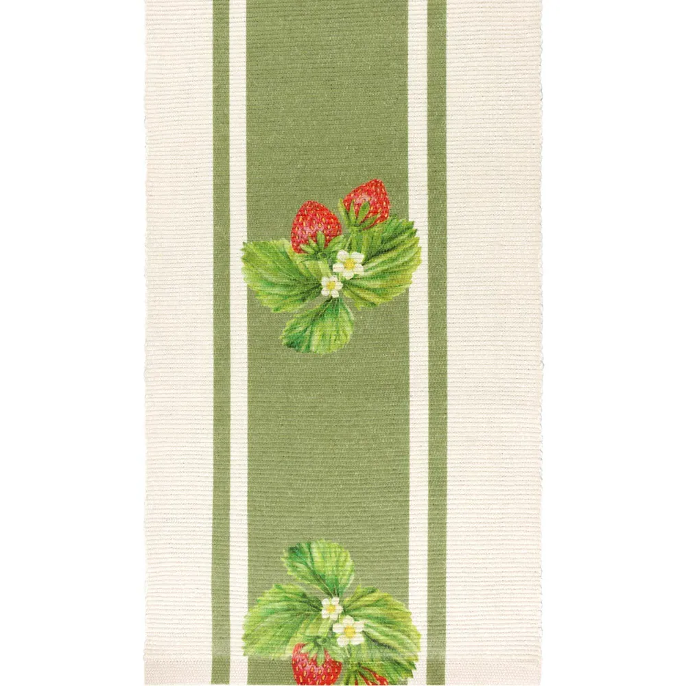 Strawberry Table Runner 230cm - Sage Green