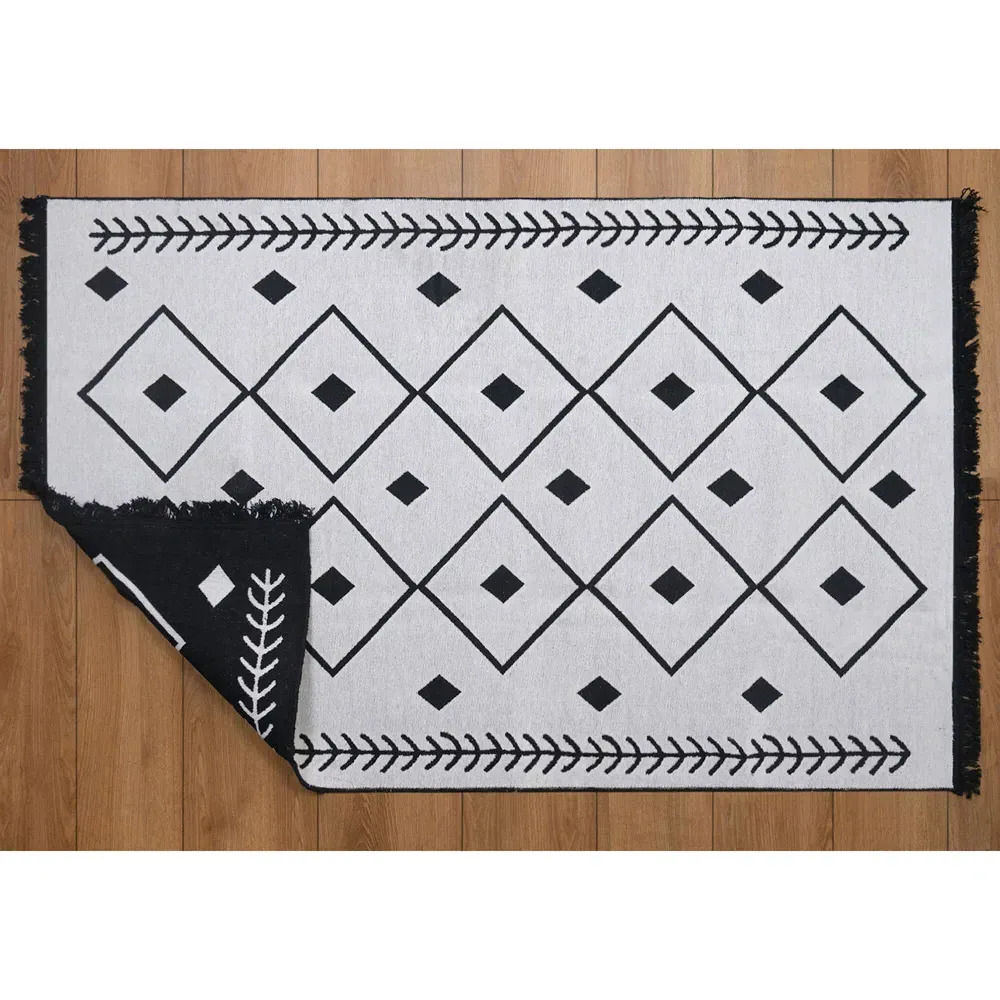 Ahanu Reversible Rug - White, Cotton