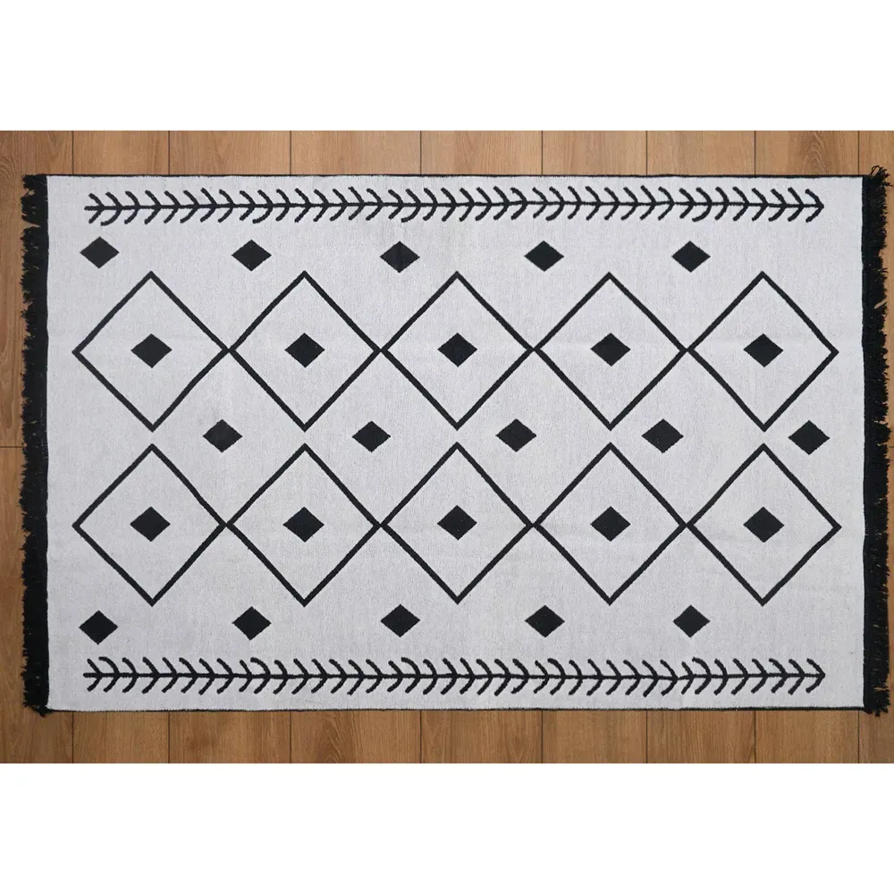 Ahanu Reversible Rug - White, Cotton