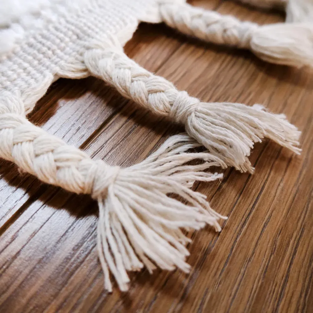 Angora Rug with Tassels - White, Cotton