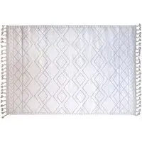 Angora Rug with Tassels - White, Cotton