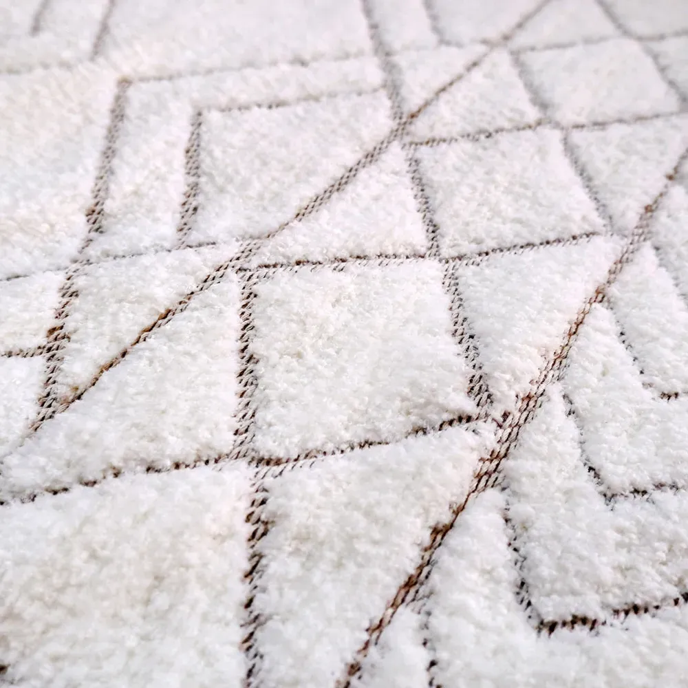 Angora Rug with Tassels - White, Cotton