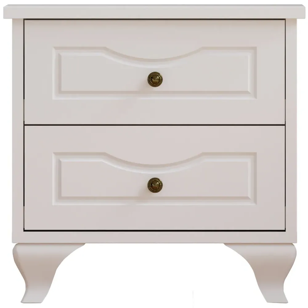 ANNE 2 Drawer Bedside Table - White