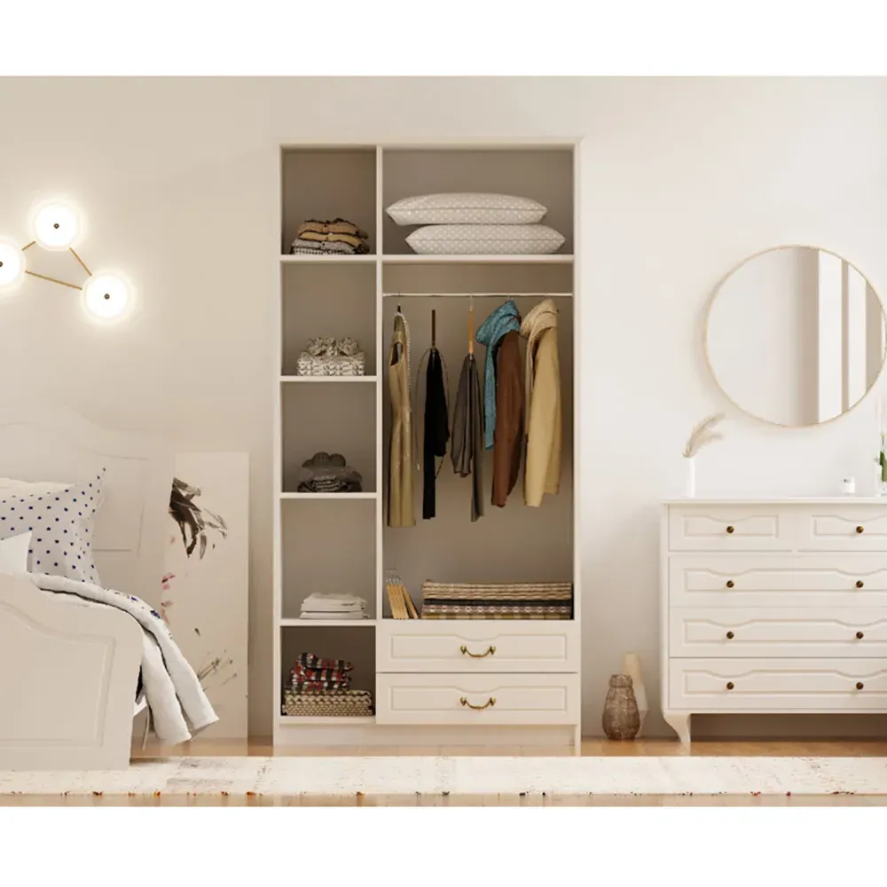 ANNE 3 Door Mirrored Wardrobe with Drawers - White