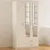ANNE 3 Door Mirrored Wardrobe with Drawers - White