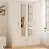 ANNE 4 Door 2 Drawer Mirror Wardrobe - White