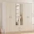 ANNE 6 Door 2 Drawer Wardrobe with Mirror - White