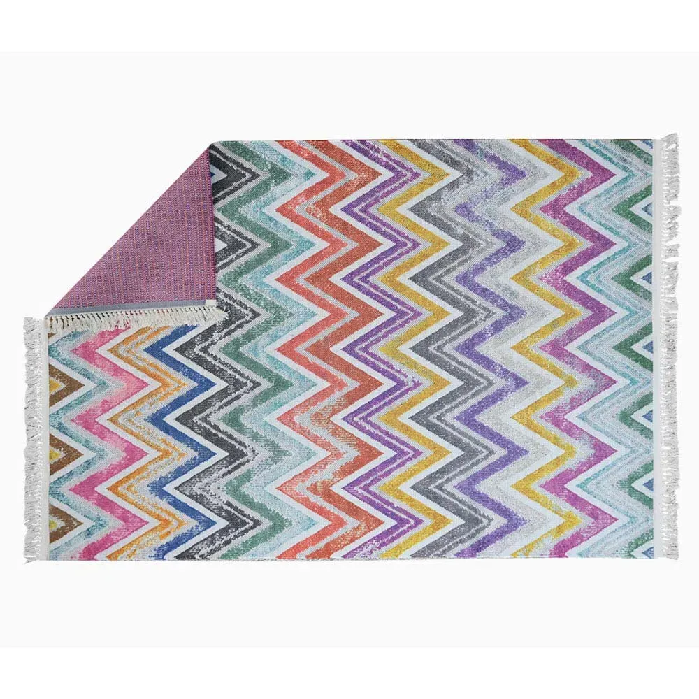 Celeste Multicolour Rug - White, Cotton